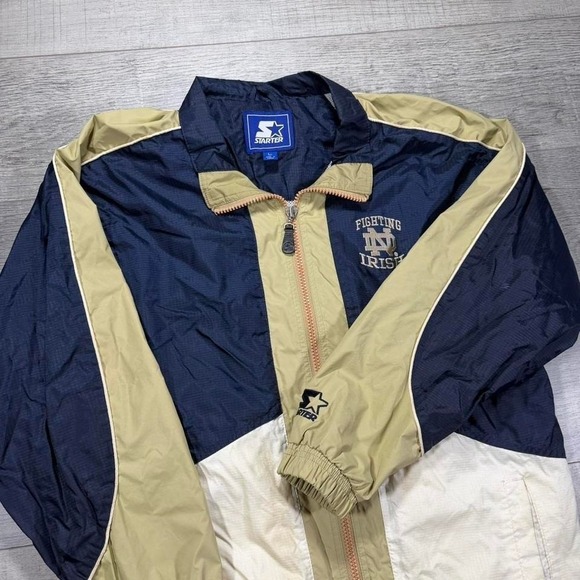 STARTER Other - Vintage 2000s Notre Dame starter navy and cream zip up jacket Size L